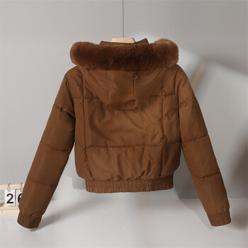 2024 Fashion Winter Short Parkas Γυναικεία παλτό με βαμβακερή επένδυση Fleece Liner με κουκούλα γιακά με χοντρό γούνα Ζεστό φοιτητικό παλτό