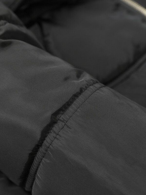 [EAM] Čierny kabát s dlhým rukávom a bavlnenou podšívkou s obväzovou mašľou, voľný strih, dámske parky, módny príliv, nový jeseň/zima 2024, 1DH5282