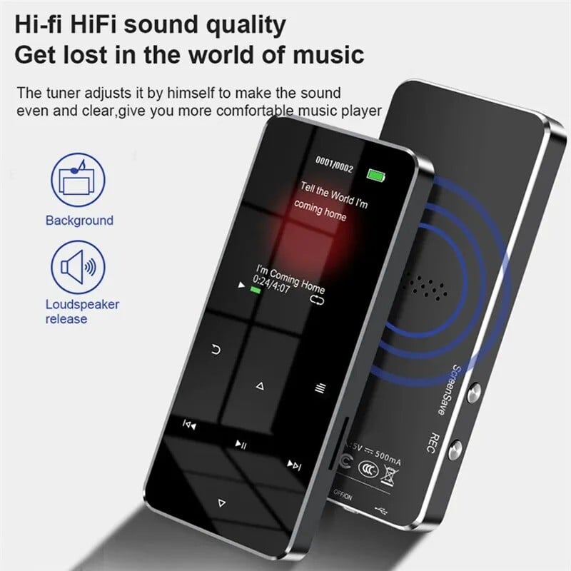 1,8 collu MP3 MP4 mūzikas atskaņotājs HiFi Bluetooth 5.0 studentu atskaņotājs ar FM modinātāju E-grāmata Sports, staigāšana, mūzikas atskaņošana