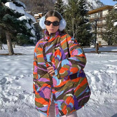 UNIZERA 2023, toamnă/iarnă, haine noi pentru femei, la modă nouă, ocazional, cu imprimeu largi, haină mare din bumbac