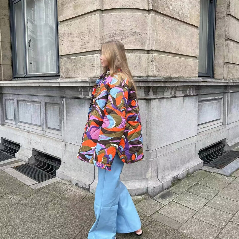 UNIZERA 2023, toamnă/iarnă, haine noi pentru femei, la modă nouă, ocazional, cu imprimeu largi, haină mare din bumbac