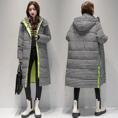 Снежен пух Памучни парки Палто Подплатено топло яке Пухено яке Зимно дамско водоустойчиво палто Големи дебели дълги паркове 2023