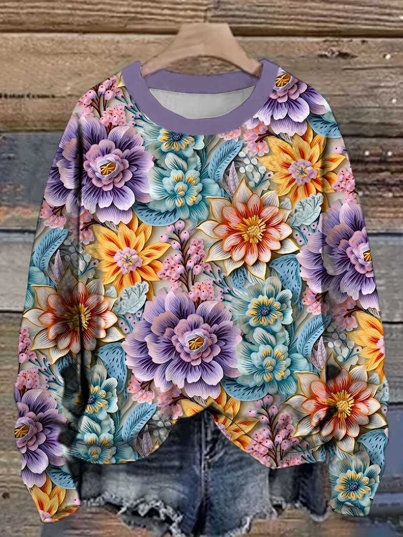 Dámske módne tričká s dlhým rukávom, kvetinový vzor s javorovým listom, streetwear, polyesterové topy, ležérne pulóvre, dámske oblečenie
