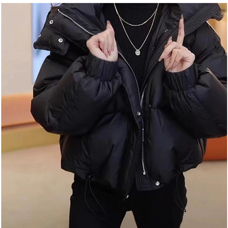 Носете висококачествено яке с памучна подплата за жени през есента и зимата на 2024 г. Едноцветно женско палто с качулка и връхна дреха