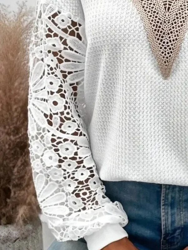 Dámske tričko s dlhým rukávom, ležérne, s výstrihom do V a dlhým rukávom, veľkosť 1XL-5XL
