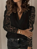 Ženska XL-5XL velika ljetna modna ženska majica velike veličine s čipkastim rukavima i V izrezom Majice temperamentne elegantne majice