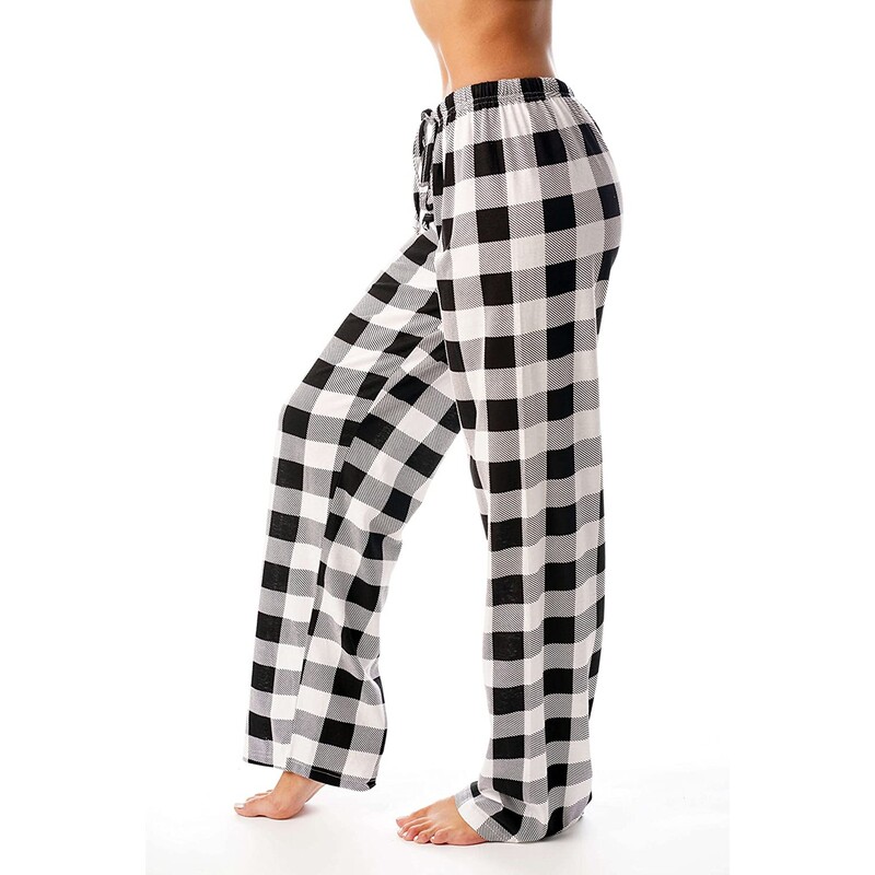 Nohavice Pantalon Y2k Casual Nohavice Elastické kockované Tenké a pohodlné Jarné Jesenné Pyžamové Nohavice 2024 S Voľnými Šnúrkami Široké Nohavice