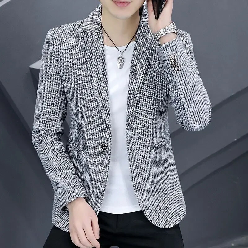 Skraćena uska muška odijela i blejzeri Kaputi Tanka muška jakna za zabave Kratka proljetna odjeća Vintage Casual Fashion Classic 2024.