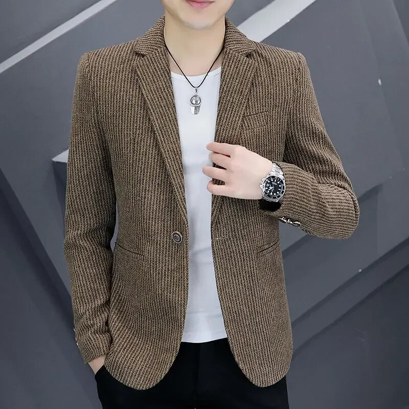 Skraćena uska muška odijela i blejzeri Kaputi Tanka muška jakna za zabave Kratka proljetna odjeća Vintage Casual Fashion Classic 2024.