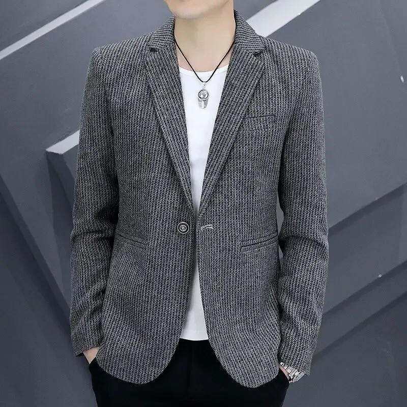 Skraćena uska muška odijela i blejzeri Kaputi Tanka muška jakna za zabave Kratka proljetna odjeća Vintage Casual Fashion Classic 2024.