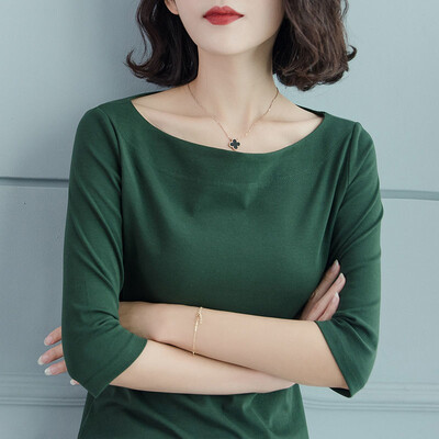 Vasaros nauji biuro moteriški ploni, universalūs marškinėliai Pusiau rankovių vienspalviai plius dydžio marškinėliai Elegantiški madingi moteriški drabužiai