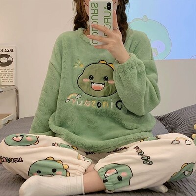 Sūrio spausdinimas Šiltos pižamos kelnės Moteriškos kasdienės namų kelnės Žieminės miegui skirtos kelnės Mergaitėms Mieli animaciniai filmukai Namų drabužiai Y2K laisvos kelnės