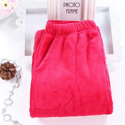 Női flanel alvó alsónadrág Téli meleg pizsama nadrág Rózsaszín mintás nadrág Női hálóruha Alkalmi puha otthoni nadrág Hálóruha