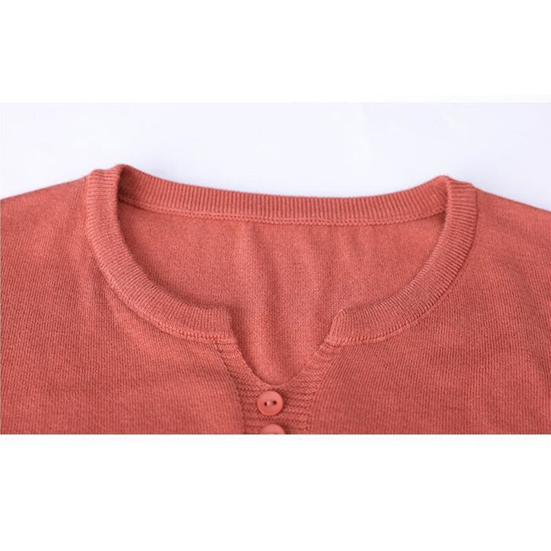 Koreai divat női nagy méretű kötött póló női ruházat tavaszi nyár 3/4 ujjú pulóver pólók laza alkalmi tömör vintage felső