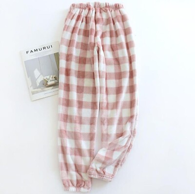 Kényelmes téli, vastag kockás férfi flanel pizsama nadrág, magas derekú, laza alkalmi, egyenes nagy méretű polár meleg otthoni nadrág