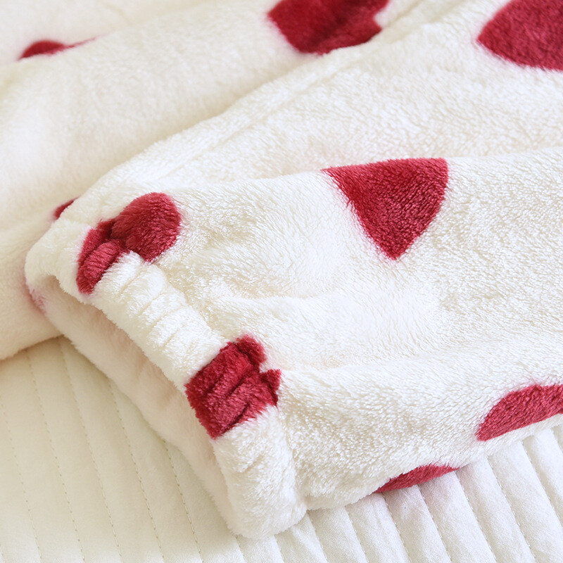 Koralų vilnos kelių spalvų margintos moteriškos miegui skirtos kelnės rudeniui ir žiemai šiltai pastorintos namų drabužių pižamos kelnės