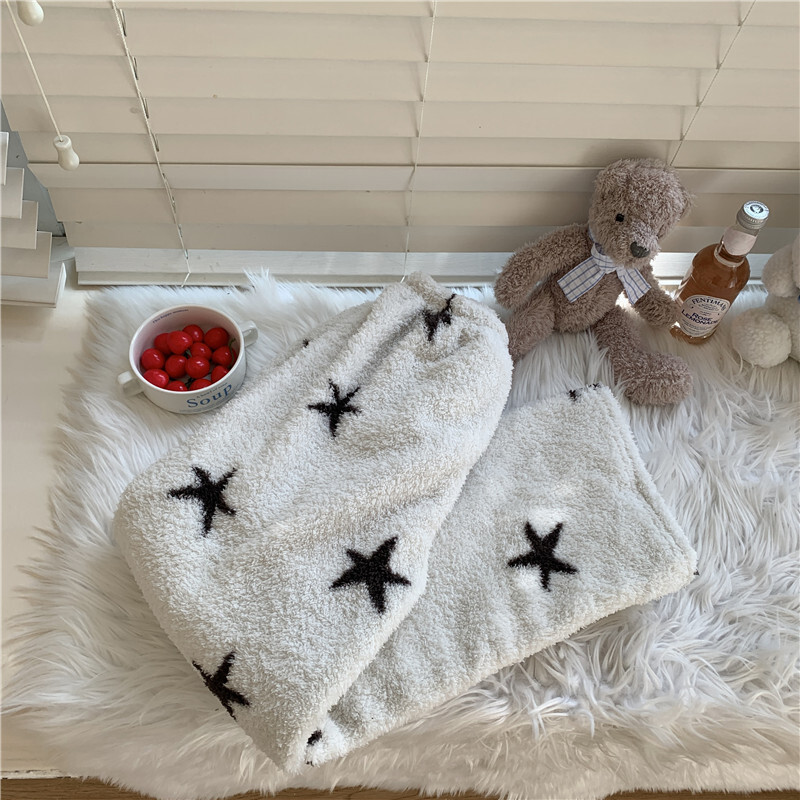 Vastagított meleg pizsama nadrág női őszi és téli csillagmintás nyomtatás hosszú plüss alkalmi nadrág diák hálónadrág
