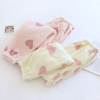 Cute Heart Shap Graphic Plush Pijama Sleepwear Pants Дамски зимни нови топли ежедневни Pjs пижами Домашно облекло Панталони Пухкави панталони