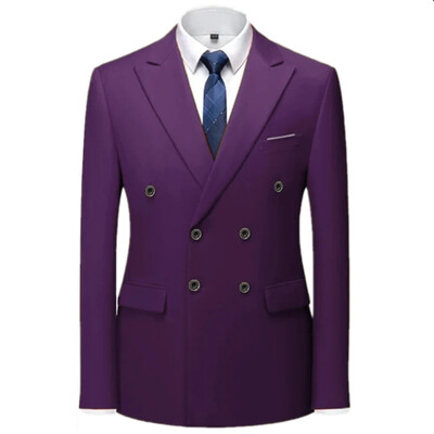 2024. Modni novi muški ležerni butik jednobojni kaput od odijela / uski kroj Visokokvalitetna poslovna vjenčanica sa jaknom za mladoženje