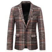Pánske zimné sako 2023, nové, luxusné, biznis, britský štýl, slim fit, hrubé, slim fit, / Pánska móda, vysoko kvalitné sako / kabát