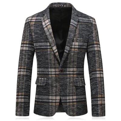 Pánske zimné sako 2023, nové, luxusné, biznis, britský štýl, slim fit, hrubé, slim fit, / Pánska móda, vysoko kvalitné sako / kabát