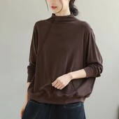 Vintažiniai didelio dydžio laisvi apatiniai marškiniai Rudens žiema Nauji ilgomis rankovėmis laisvi, tinkantys marškinėliai Marškinėliai Laisvalaikio mada Moteriški drabužiai