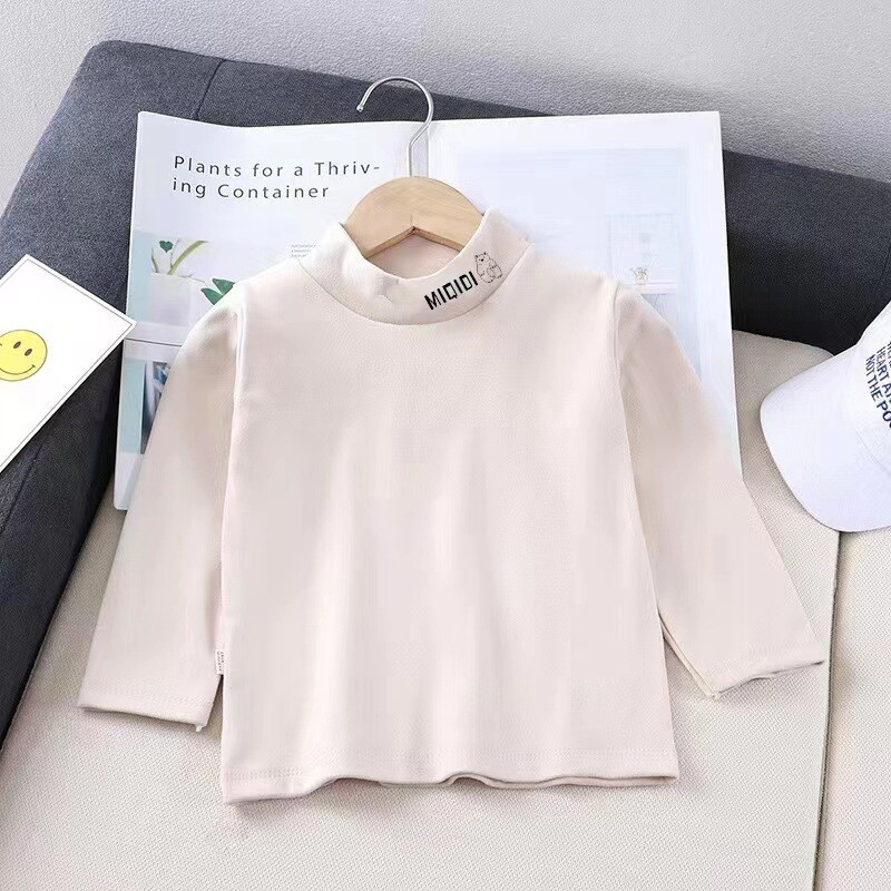 Vaikų pusiau vėžlio apykaklė Vokiško aksomo vientisa viršutinė šilti drabužiai berniukams ir mergaitėms Kūdikių marškinėliai ilgomis rankovėmis apatiniai rudeniui ir žiemai