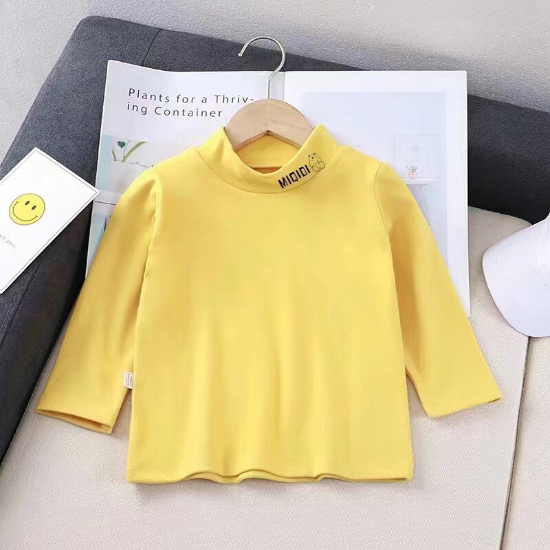 Vaikų pusiau vėžlio apykaklė Vokiško aksomo vientisa viršutinė šilti drabužiai berniukams ir mergaitėms Kūdikių marškinėliai ilgomis rankovėmis apatiniai rudeniui ir žiemai