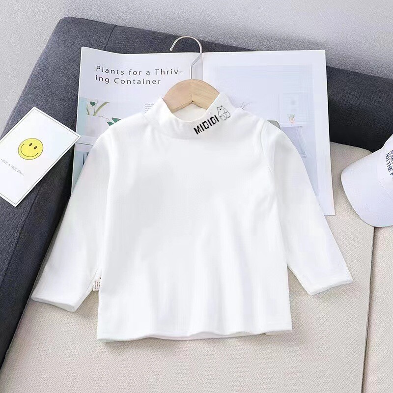 Vaikų pusiau vėžlio apykaklė Vokiško aksomo vientisa viršutinė šilti drabužiai berniukams ir mergaitėms Kūdikių marškinėliai ilgomis rankovėmis apatiniai rudeniui ir žiemai