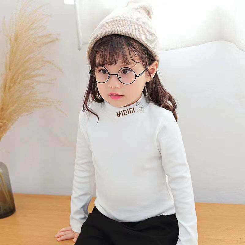 Vaikų pusiau vėžlio apykaklė Vokiško aksomo vientisa viršutinė šilti drabužiai berniukams ir mergaitėms Kūdikių marškinėliai ilgomis rankovėmis apatiniai rudeniui ir žiemai