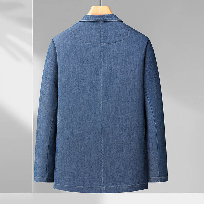 8XL7XL6XL plus size Jarný a letný pánsky tenký bavlnený monochromatický oblek Voľný džínsový ležérny oblekový kabát (nadrozmerný plus size)