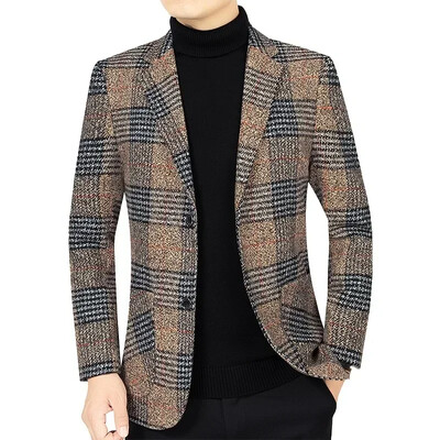 Új tavaszi őszi üzleti alkalmi öltönyök kabátok kabátok férfi kockás blézerek dzsekik Férfi formális viselet Slim Fit blézerek 4XL-es méret