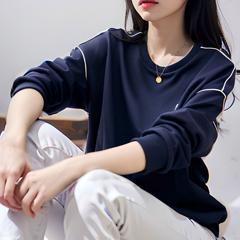 Új őszi divattrend Patchwork kerek nyakú, laza és sokoldalú, alkalmi korhatárt csökkentő, ingázásra alkalmas hosszú ujjú női pulóver