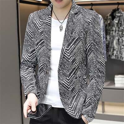 Nova muška poslovna ležerna jakna s printom iz 2024., modna muška KTV plesna zabava, slobodno vrijeme, cvjetni blejzeri, uski kaput