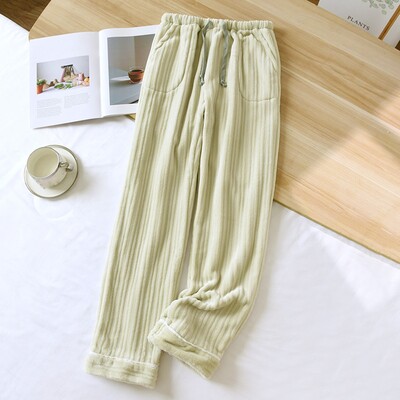 Flanelinės pižamos kelnės Moteriškos kelnės koralų vilnos laisvos ilgos rudens ir žiemos pastorintos plius Velvet namų miegui skirtos kelnės