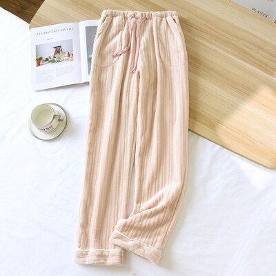 Flanelinės pižamos kelnės Moteriškos kelnės koralų vilnos laisvos ilgos rudens ir žiemos pastorintos plius Velvet namų miegui skirtos kelnės