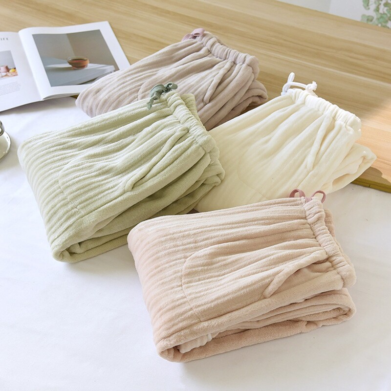 Flanelinės pižamos kelnės Moteriškos kelnės koralų vilnos laisvos ilgos rudens ir žiemos pastorintos plius Velvet namų miegui skirtos kelnės