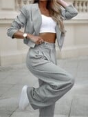 Dvojdielna súprava Dámske obleky Ležérne Striped Krátke klopové sako Kabát Oblek Rovné nohavice Nohavice Oblečenie 2-dielna súprava Streetwear Jeseň