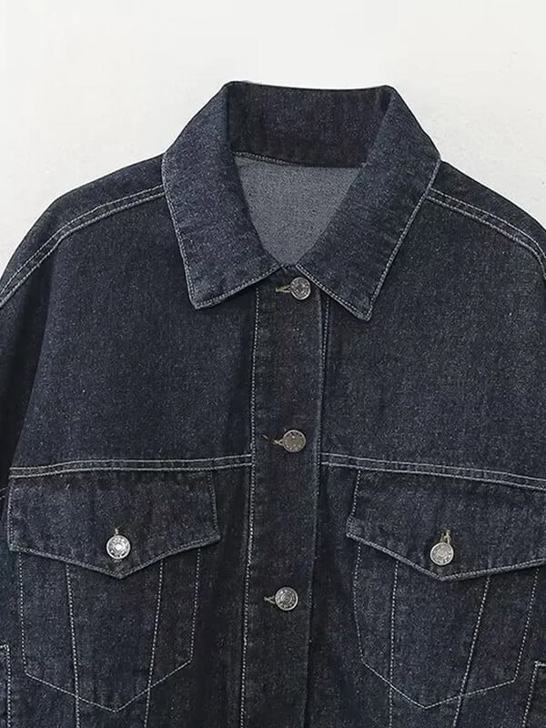 Γυναικείο σετ παντελόνι τζιν με πέτο με μακρυμάνικο σακάκι με φαρδύ πόδι Παντελόνι με τσέπη Lady Streetwear Κομψά πανωφόρια