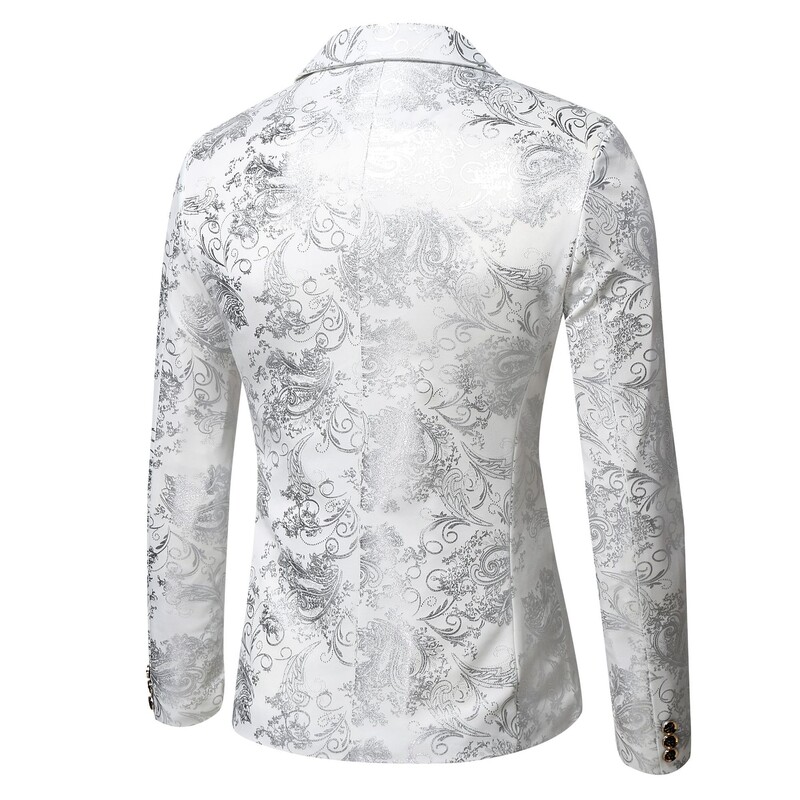 2024 novo muško modno zgodno sve print poslovno tanko ležerno srebrno odijelo za pozornicu muška mala muška jakna sako