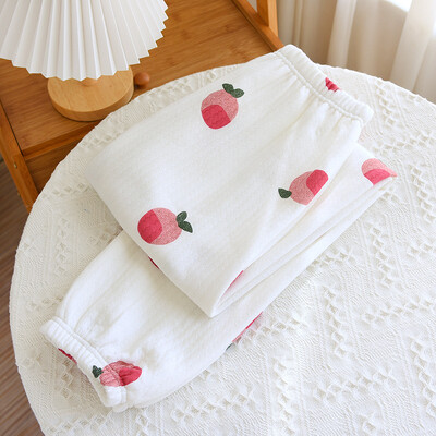 Moteriškos miegui skirtos apatinės kelnės rudeninės žiemos storos šiltos pižamos kelnės Minkštos medvilnės miegui Gėlėti moteriški laisvalaikio namų drabužiai