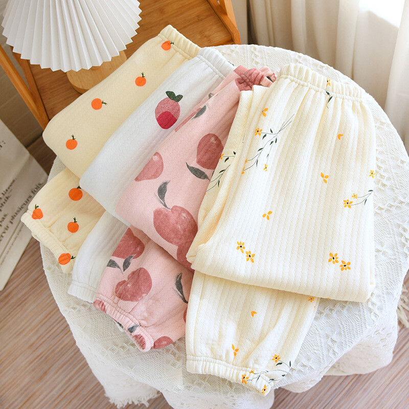 Moteriškos miegui skirtos apatinės kelnės rudeninės žiemos storos šiltos pižamos kelnės Minkštos medvilnės miegui Gėlėti moteriški laisvalaikio namų drabužiai