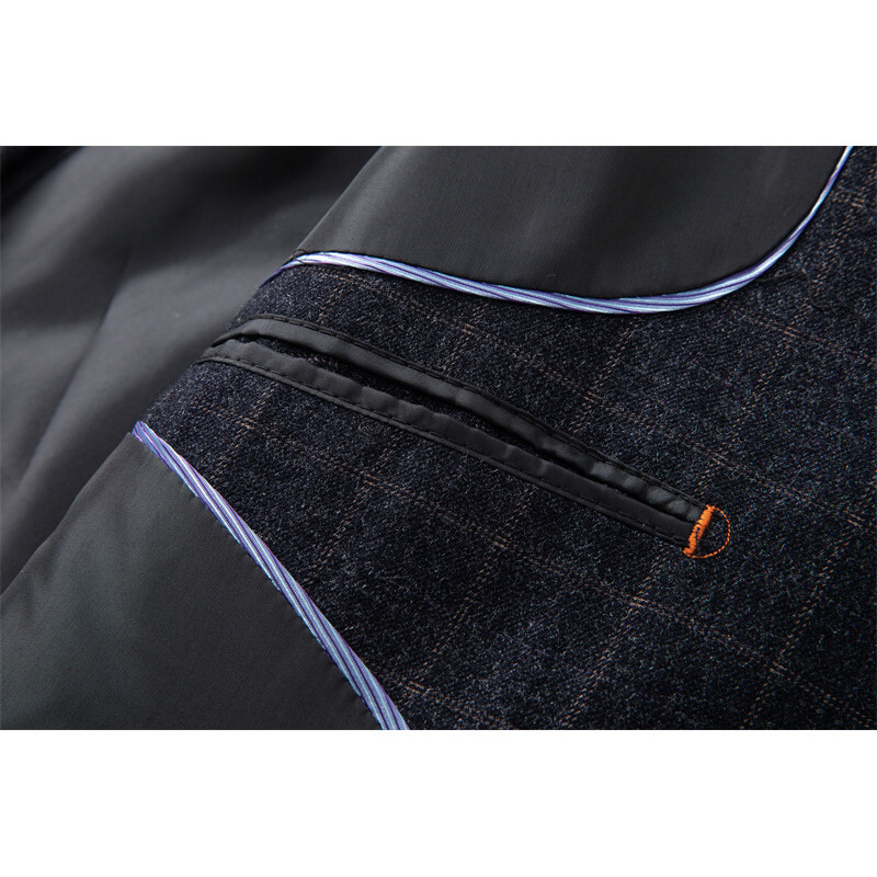 Prabangi pavasario ir vasaros mada su dviguba sagtimi miesto vyrišku kostiumu ilgomis rankovėmis laisvalaikiui + verslui + biurui