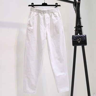 2024 Nou, simplu, ocazional, versatil, noua vară, culoare solidă, pentru femei, cu talie înaltă, elastică, la modă, cu buzunar largi, pantaloni Harlan de 9 inci