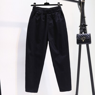 2024 Nou, simplu, ocazional, versatil, noua vară, culoare solidă, pentru femei, cu talie înaltă, elastică, la modă, cu buzunar largi, pantaloni Harlan de 9 inci