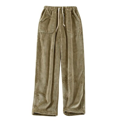 Didelio dydžio unisex miegui skirtos apatinės kelnės moterims ir vyrams žieminės flanelinės šiltos, patogios kelnės laisvos storio miegui minkštos pižamos kelnės