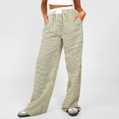 Dámske pruhované nohavice s širokými nohavicami Y2K, voľný strih, vysoký pás, pyžamové nohavice Gingham, streetwear