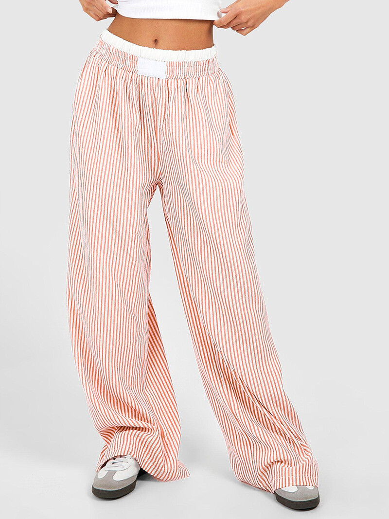 Dámske pruhované nohavice s širokými nohavicami Y2K, voľný strih, vysoký pás, pyžamové nohavice Gingham, streetwear
