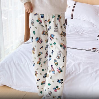 Kawaii Cartoon Pyjama Pants Y2K Anime Coral velvet Топли меки панталони Cute Lovers Home Панталони Ежедневни модни панталони