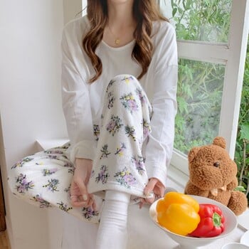 Kawaii Cartoon Pyjama Pants Y2K Anime Coral velvet Топли меки панталони Cute Lovers Home Панталони Ежедневни модни панталони